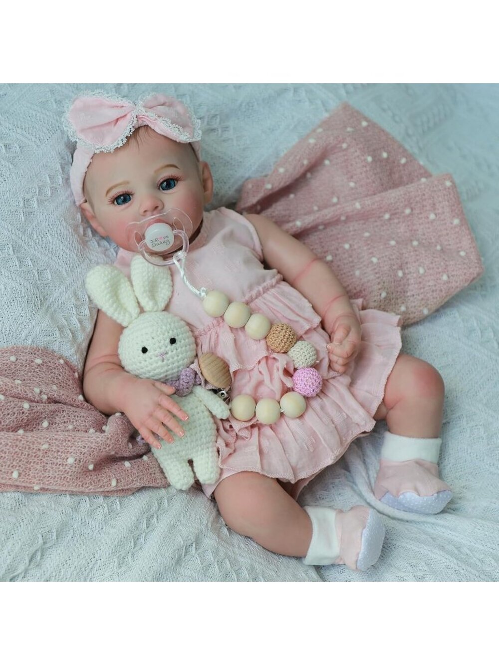 18 Inch Pink Realistic Reborn Baby Dolls Cloth Body Gift Set for Kids Age 3+